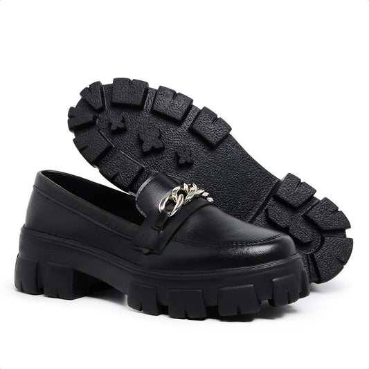 Sapato Mocassim Feminino Oxford Tratorado Preto - Rosária