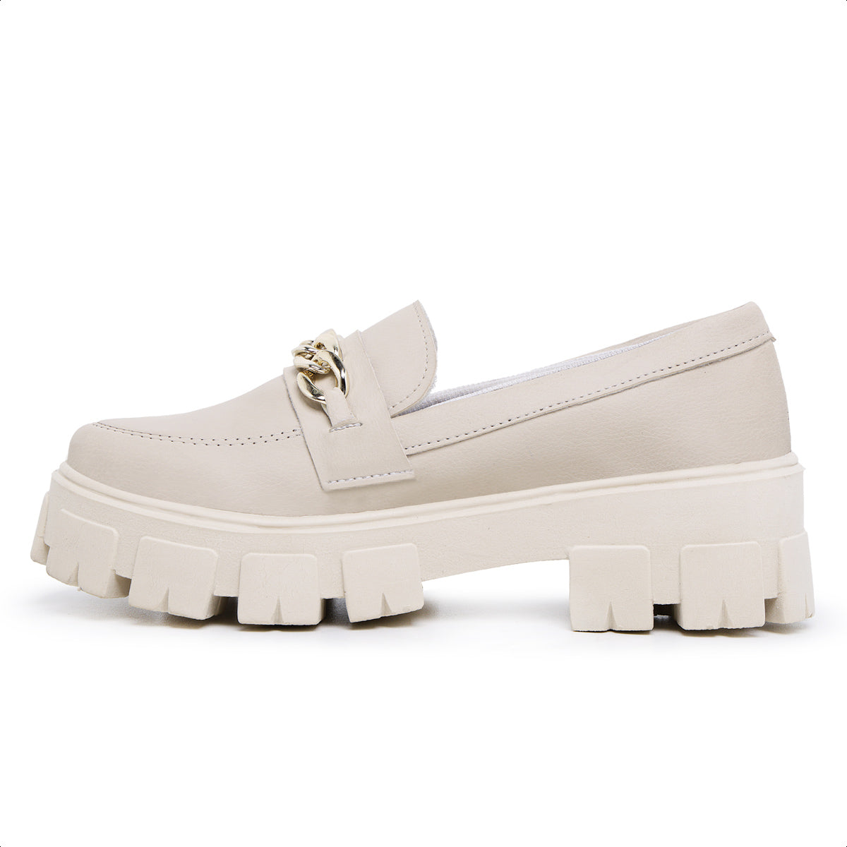 Sapato Mocassim Feminino Oxford Tratorado Off White - Rosária